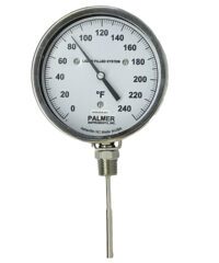 1050 Series Rigid Stem Direct Drive Dial Thermometers with 1/2 inch NPT fitting and 1/4 inch diameter stem