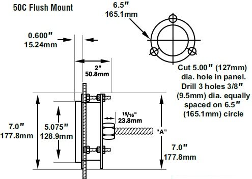 5 inch Wall or Flush Mount Direct Drive Dial Thermometer, 50B & 50C